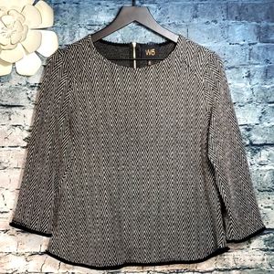 W5 | Fringe Trimmed Chevron Stripe  Boho Shirt